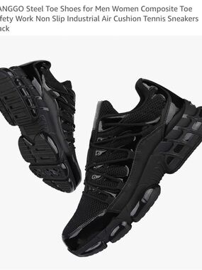 Lianggo Men's Black Athletic Steel Toe Safety Sneakers SZ 41
